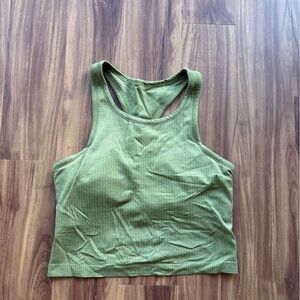 Green Ribbed athletic Tank Top